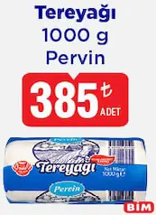 PERVİN TEREYAĞI 1000 G fiyat ve kampanya bilgisi